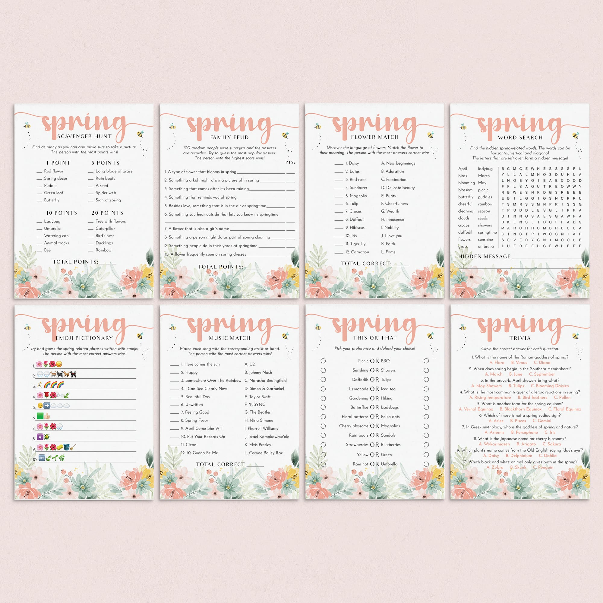 Spring Themed Games Bundle Printable by LittleSizzle