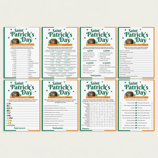 St Patricks Day Game Bundle Printable Green and Orange by LittleSizzle