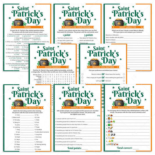 St Patricks Day Game Bundle Printable Green and Orange by LittleSizzle