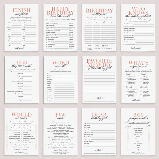 Born In 1936 90th Birthday Party Games Bundle For Women by LittleSizzle