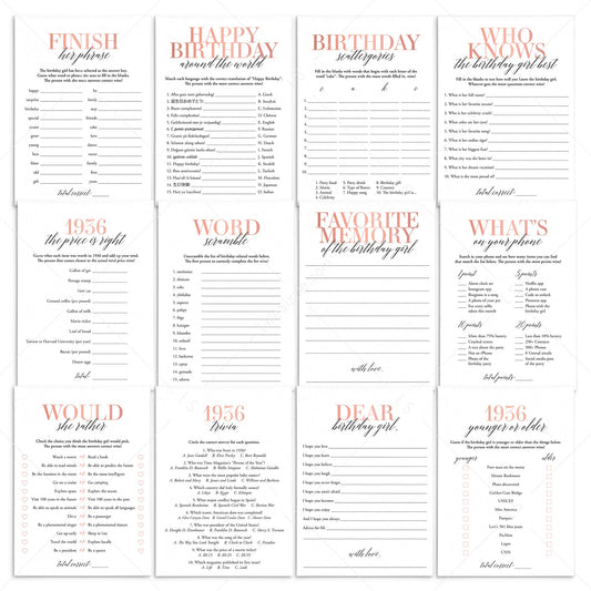 Born In 1936 90th Birthday Party Games Bundle For Women by LittleSizzle