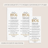 50th Class Reunion Table Card Class of 1976 Reunion Decorations