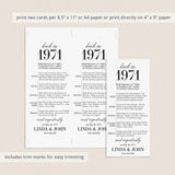 55th Anniversary Party Decorations Married in 1971 Table Card