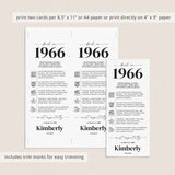 60th Birthday Place Cards Personalized Back in 1966 Facts Printable