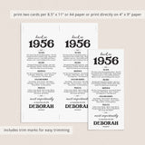 70th Birthday Decorations Born in 1956 Table Card