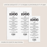 60th Birthday Decorations Born in 1966 Table Card