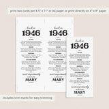 80th Birthday Decorations Born in 1946 Table Card