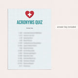 Nurse Party Acronyms Quiz with Answers Printable