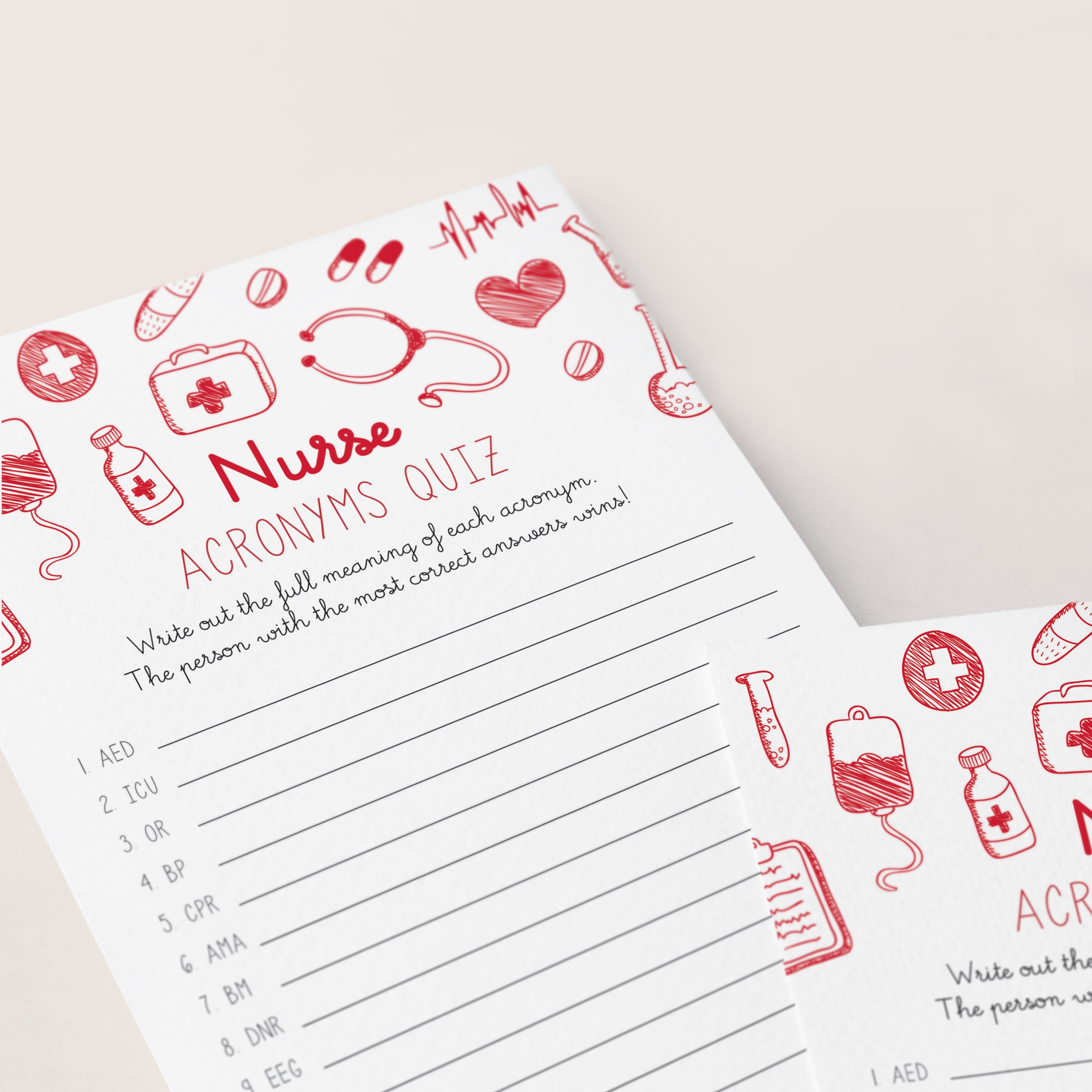 Nurse Medical Acronyms Game with Answer Key Printable by LittleSizzle