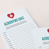 Nurse Party Acronyms Quiz with Answers Printable