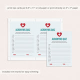 Nurse Party Acronyms Quiz with Answers Printable