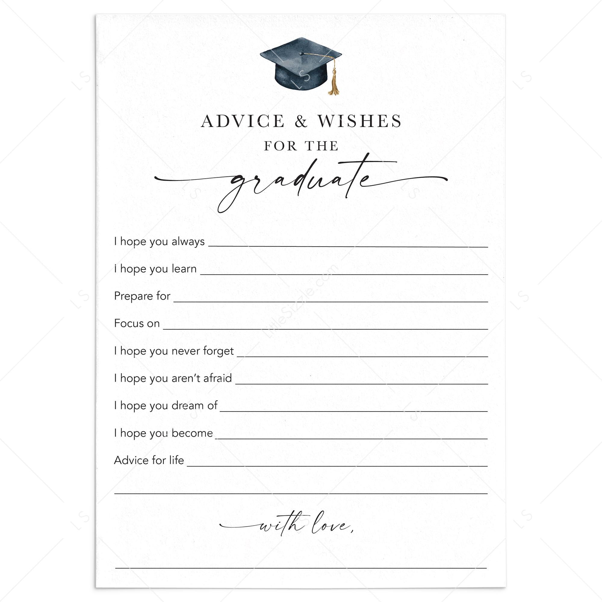 Graduation Advice and Wishes Printable Cards by LittleSizzle