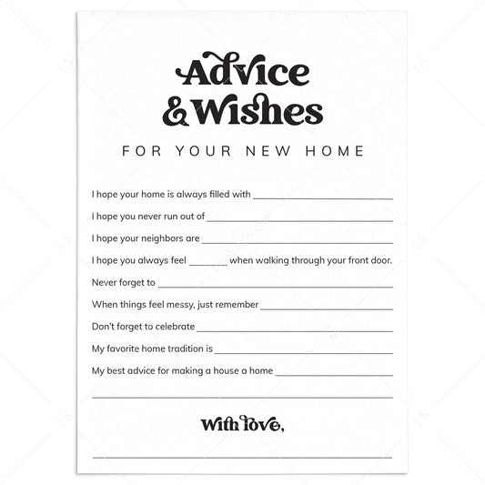 Housewarming Wishes Card Printable | New House Wishes and Advice by LittleSizzle