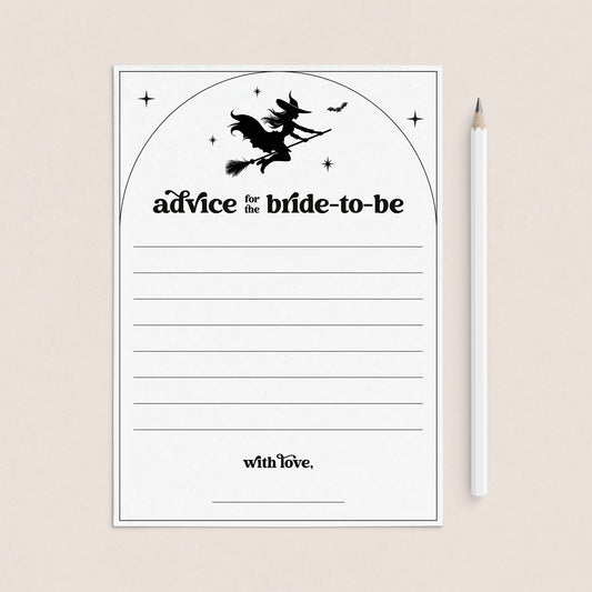 Witch Theme Bridal Shower Advice for the Bride-To-Be Cards Printable by LittleSizzle