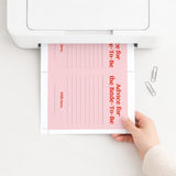 Pink and Red Advice for the Bride-To-Be Printable Cards