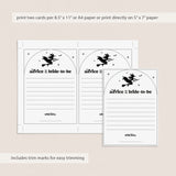 Witch Theme Bridal Shower Advice for the Bride-To-Be Cards Printable