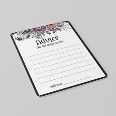 Halloween Bridal Shower Advice for the Bride Cards Printable
