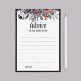 Halloween Bridal Shower Advice for the Bride Cards Printable by LittleSizzle