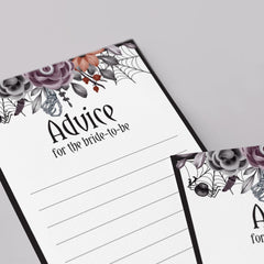Halloween Bridal Shower Advice for the Bride Cards Printable