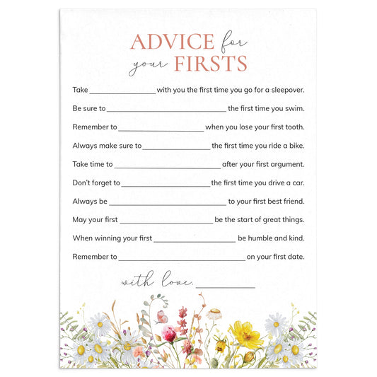 Baby Girl's First Birthday Advice Card Printable by LittleSizzle
