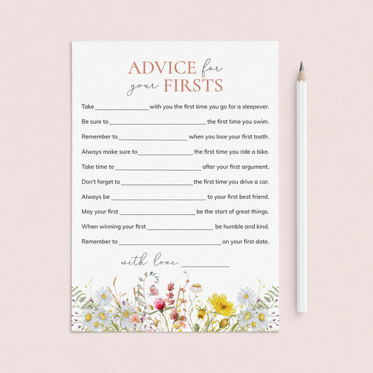 Baby Girl's First Birthday Advice Card Printable by LittleSizzle