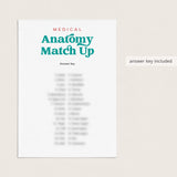 Medical Party Game Anatomy Match Up with Answers Printable
