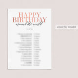 Happy Birthday Around The World with Answer Key Printable