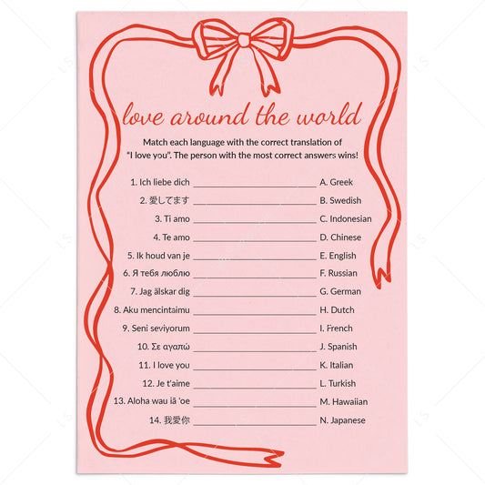 Love Around The World Quiz with Answers Digital Download by LittleSizzle
