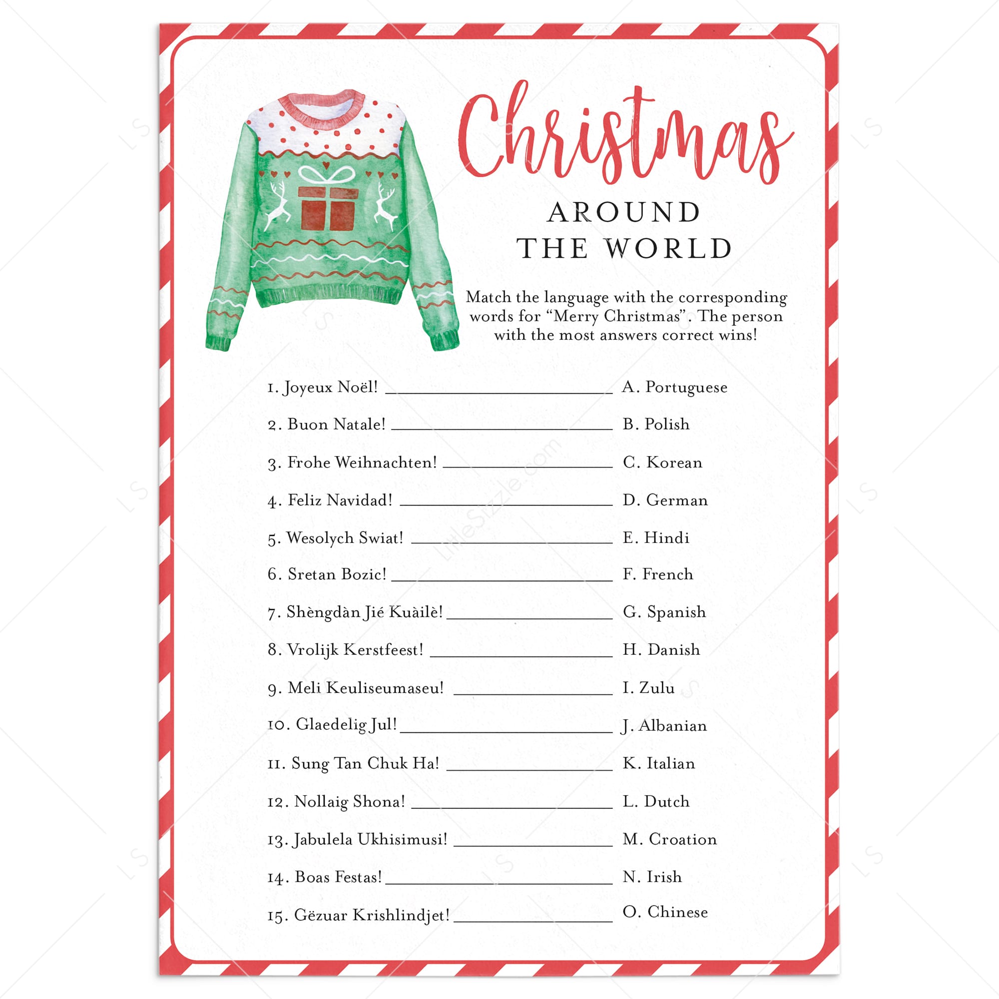 Fun Christmas Family Game Printable by LittleSizzle