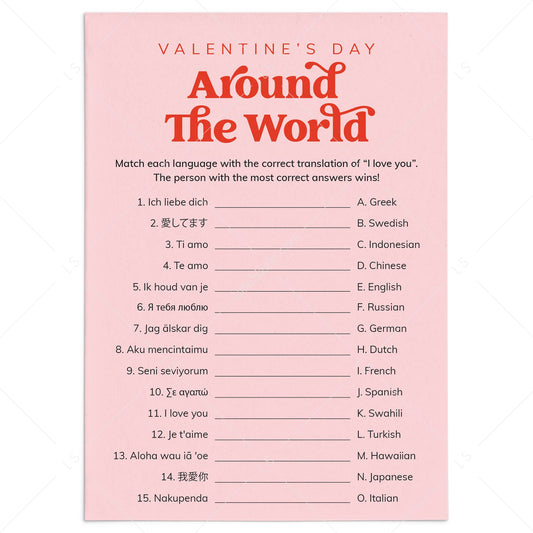 Valentine's Day Game I Love You Around The World Printable by LittleSizzle
