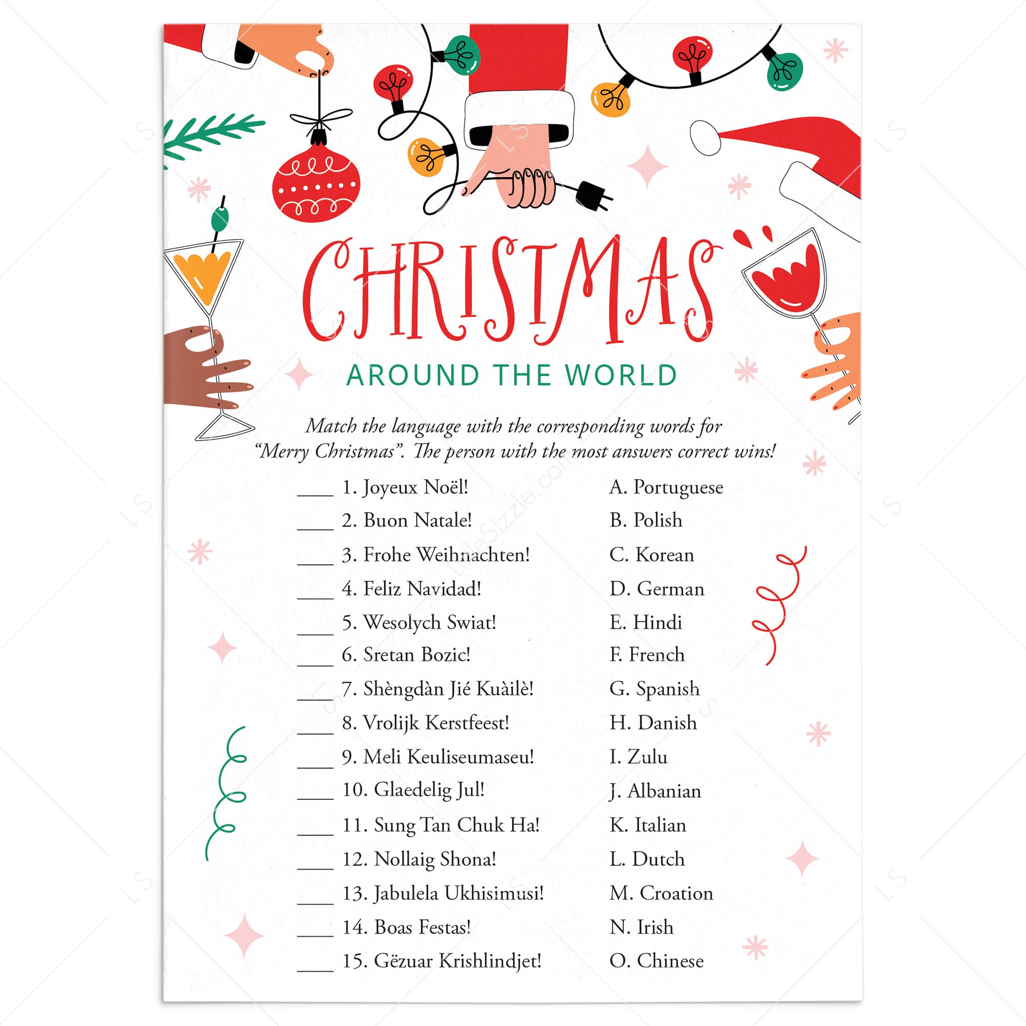 Christmas Around The World Game with Answer Key Printable by LittleSizzle