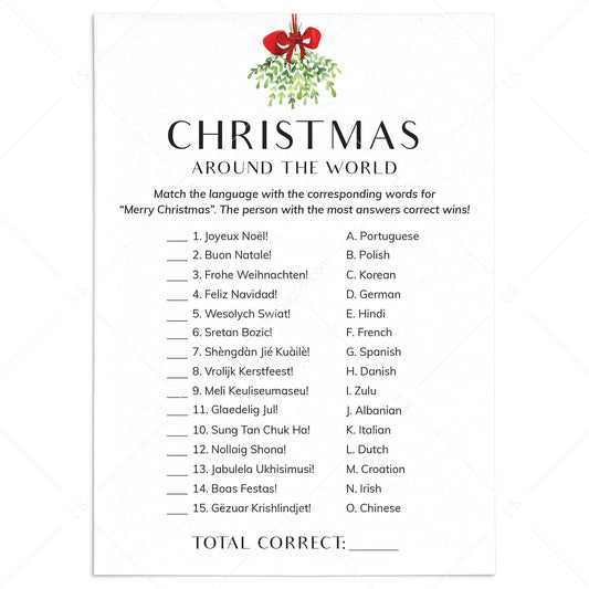 Simple Christmas Game Around The World Printable by LittleSizzle