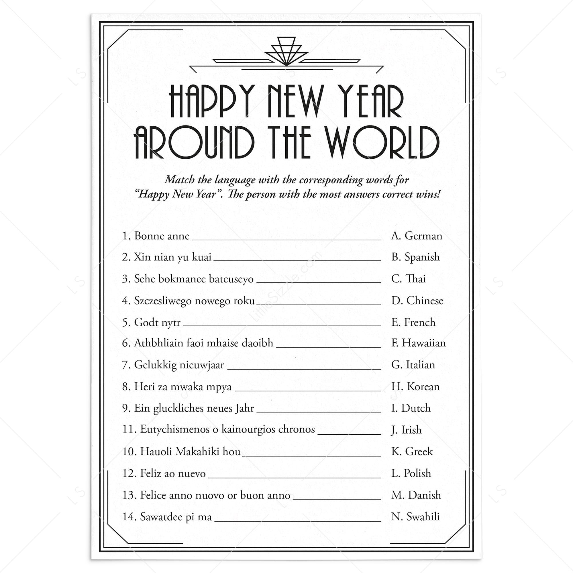 Great Gatsby New Year's Eve Party Printable Around The World by LittleSizzle