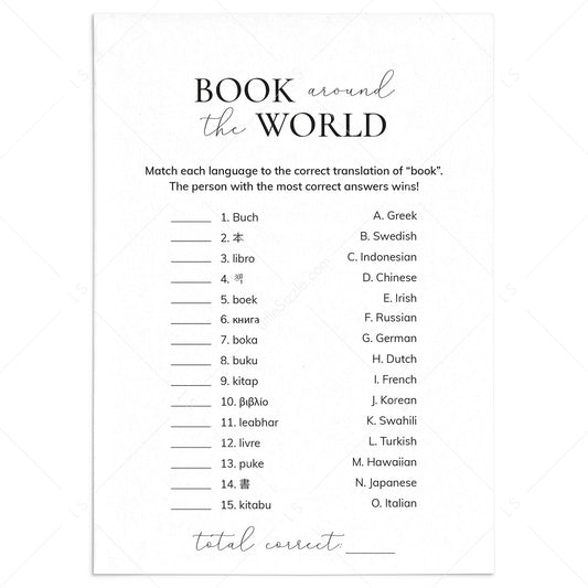Bookclub Game Book Around The World with Answer Key Printable by LittleSizzle