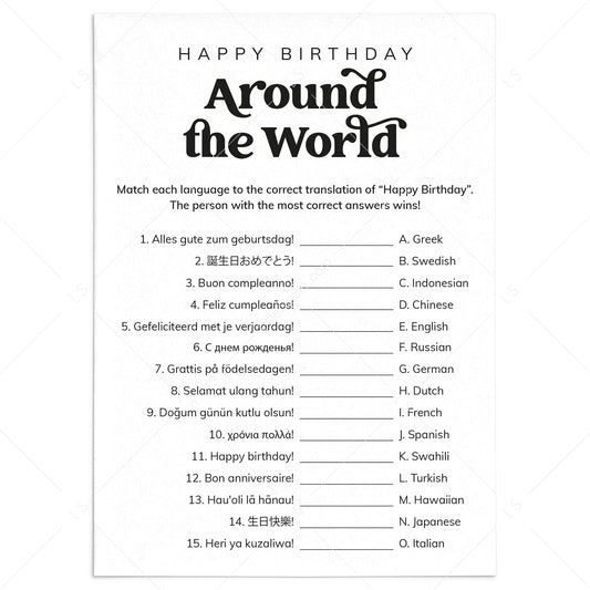 Happy Birthday Around The World Birthday Party Game Printable by LittleSizzle