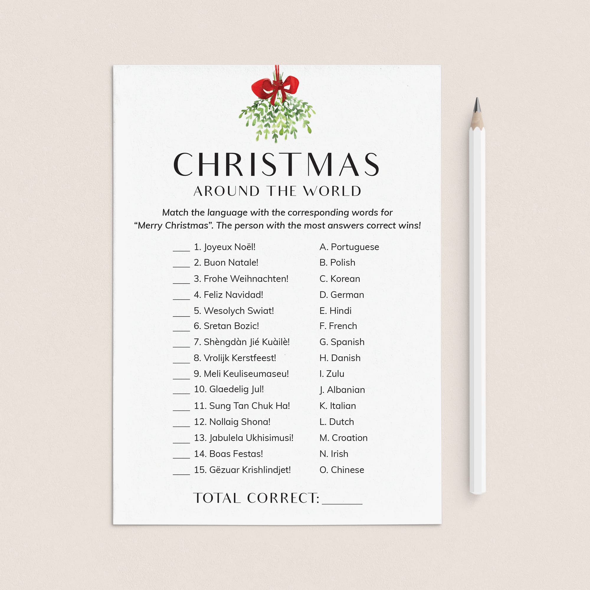 Simple Christmas Game Around The World Printable by LittleSizzle