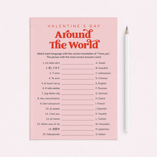 Valentine's Day Game I Love You Around The World Printable by LittleSizzle