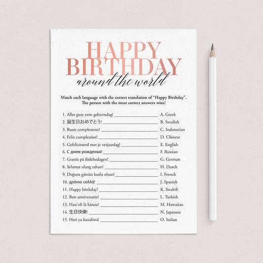 Happy Birthday Around The World with Answer Key Printable by LittleSizzle