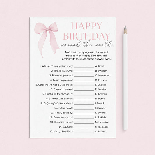 Bow Birthday Party Happy Birthday Around The World Game by LittleSizzle