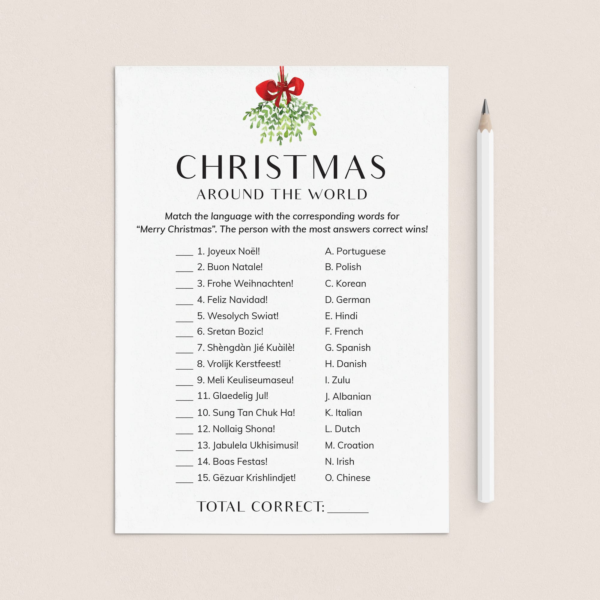 Simple Christmas Game Around The World Printable by LittleSizzle