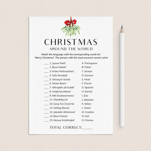 Simple Christmas Game Around The World Printable by LittleSizzle