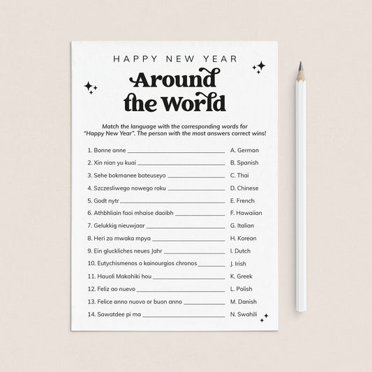 Happy New Year Around The World Quiz with Answer Key Printable by LittleSizzle