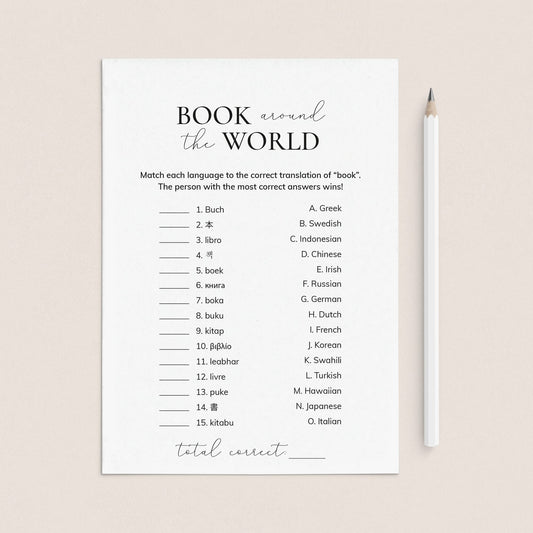 Bookclub Game Book Around The World with Answer Key Printable by LittleSizzle