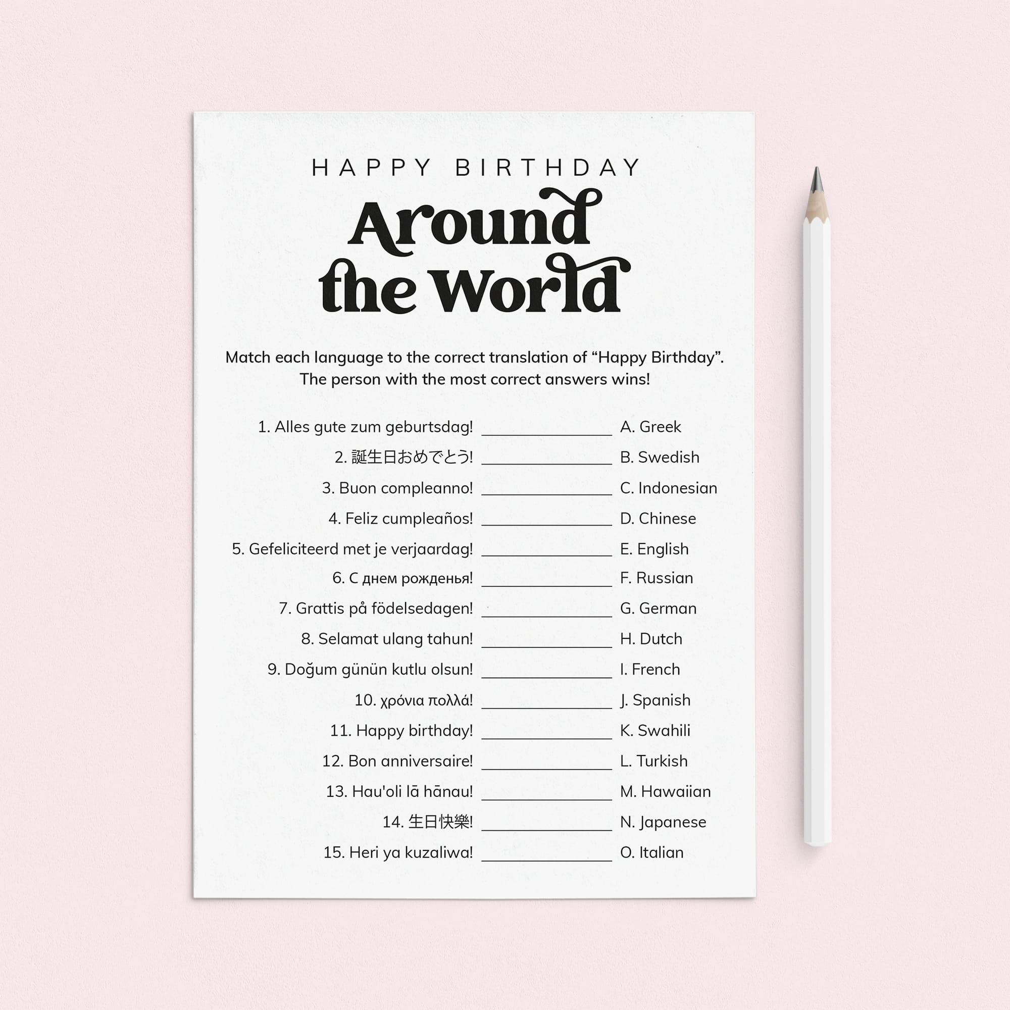 Happy Birthday Around The World Birthday Party Game Printable by LittleSizzle
