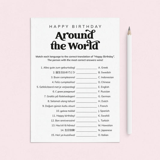 Happy Birthday Around The World Birthday Party Game Printable by LittleSizzle