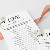 White Floral Game I Love You Around The World Answers Included