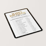 Black Gold Birthday Around The World Game Printable