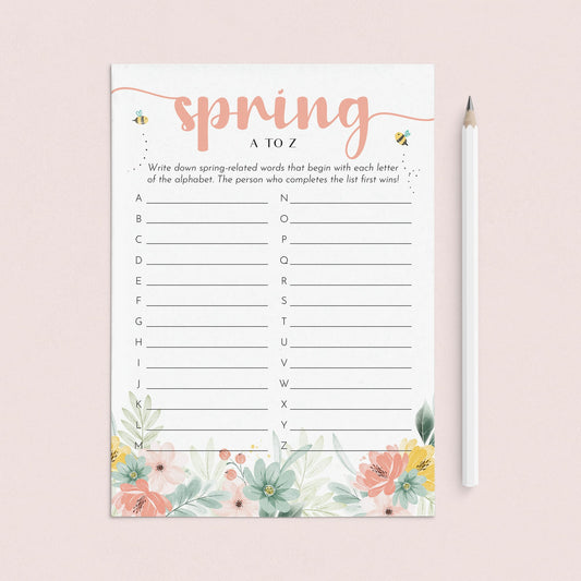 Spring A to Z Game Printable by LittleSizzle