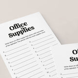 Easy Work Party Game Office Supplies A-Z Printable