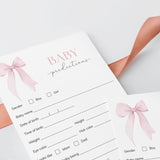 Pink Coquette Baby Shower Predictions Cards Printable